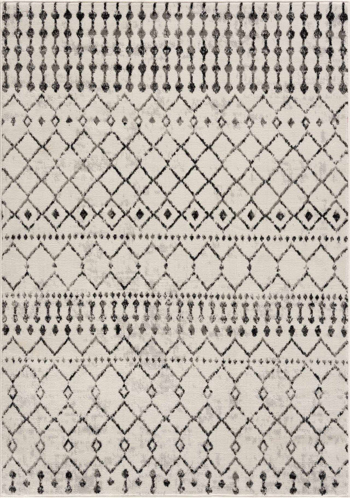 Geometrical chevron design Beige and Charcoal Tribal Trellis Multi Size Area Rug - The Rug Decor
