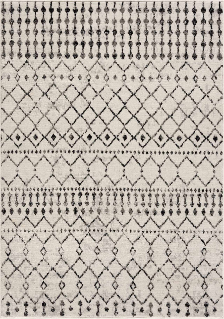 Geometrical chevron design Beige and Charcoal Tribal Trellis Multi Size Area Rug - The Rug Decor