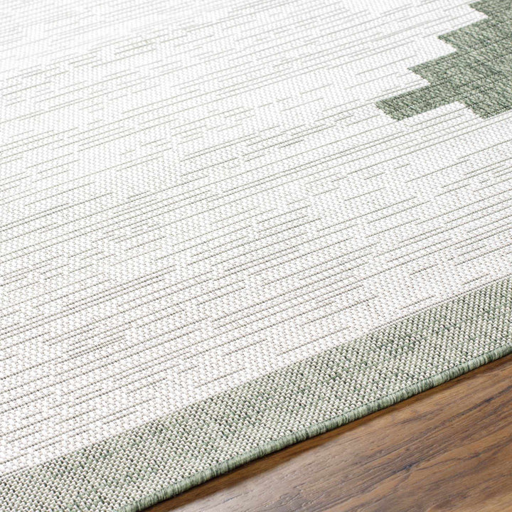 Geometrical Green and Ivory Indoor and Outdoor Multi Size Area Rug - The Rug Decor