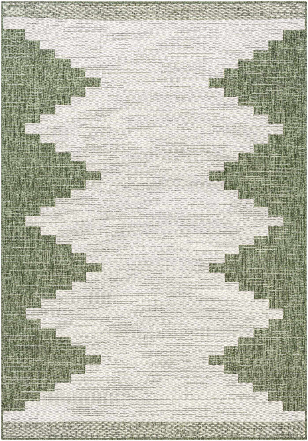 Geometrical Green and Ivory Indoor and Outdoor Multi Size Area Rug - The Rug Decor