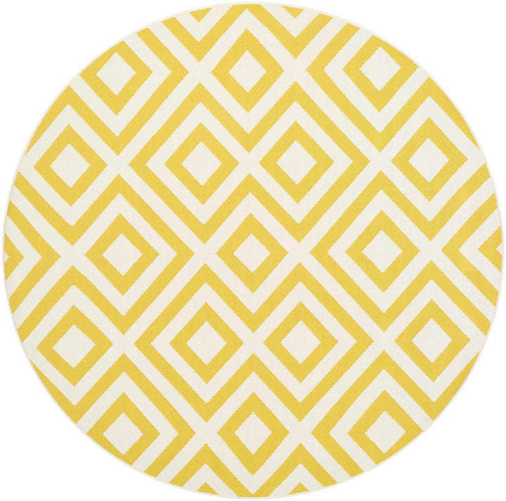 Geometrical Spilsby Yellow And White Machine Woven Outdoor Rug - The Rug Decor