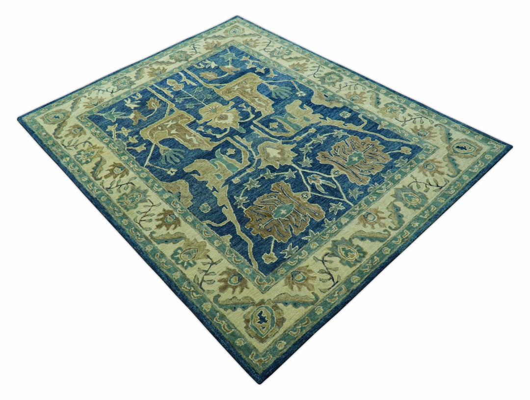 Georgia Custom Made Traditional Blue And Beige Hand Tufted Wool Rug - The Rug Decor