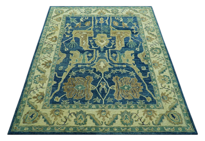 Georgia Custom Made Traditional Blue And Beige Hand Tufted Wool Rug - The Rug Decor