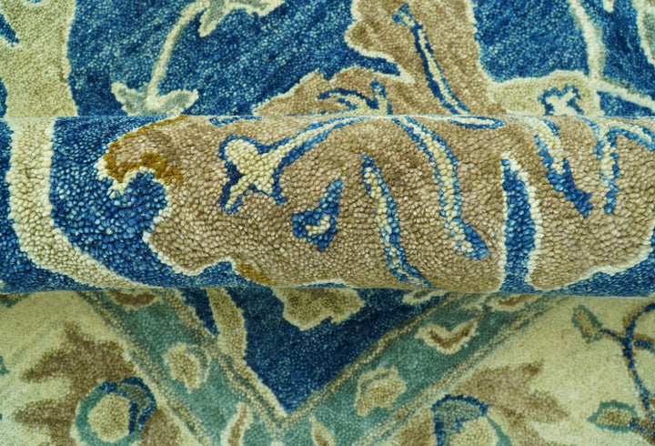 Georgia Custom Made Traditional Blue And Beige Hand Tufted Wool Rug - The Rug Decor
