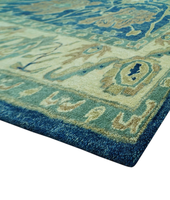 Georgia Custom Made Traditional Blue And Beige Hand Tufted Wool Rug - The Rug Decor