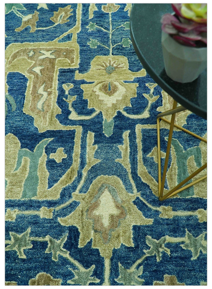 Georgia Custom Made Traditional Blue And Beige Hand Tufted Wool Rug - The Rug Decor
