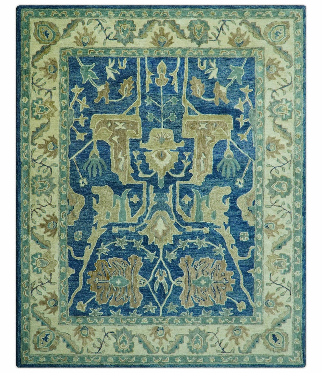 Georgia Custom Made Traditional Blue And Beige Hand Tufted Wool Rug - The Rug Decor