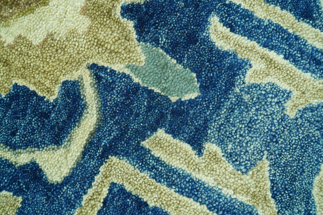 Georgia Custom Made Traditional Blue And Beige Hand Tufted Wool Rug - The Rug Decor