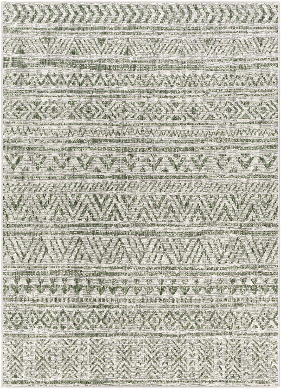 Novato Modern Geometric Design Green Outdoor Rug