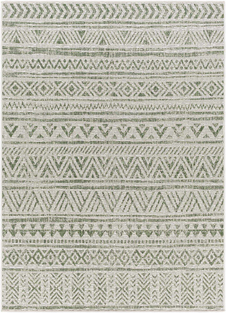 Novato Modern Geometric Design Green Outdoor Rug