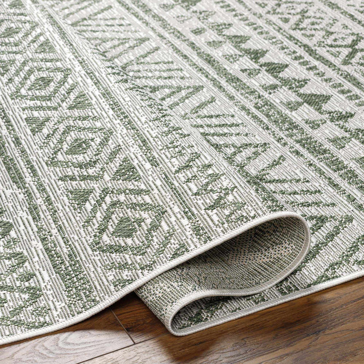 Novato Modern Geometric Design Green Outdoor Rug