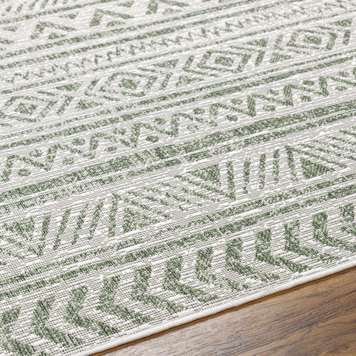 Novato Modern Geometric Design Green Outdoor Rug