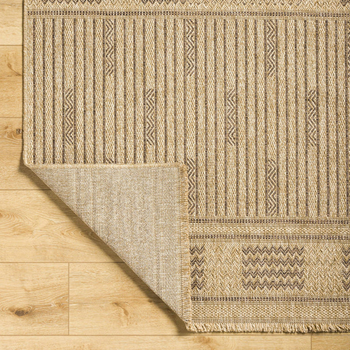 Gerik Geometrical Stripe Design Brown And Tan Machine Woven Indoor & Outdoor Rug - The Rug Decor