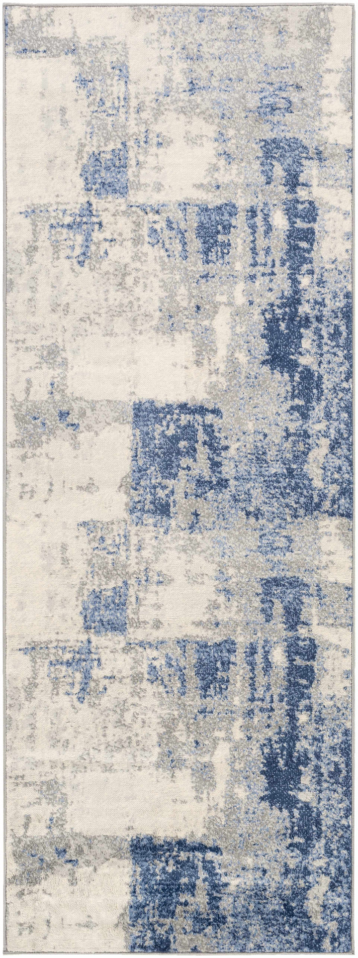 Gerton Ivory And Blue Modern Abstract Design Area Rug