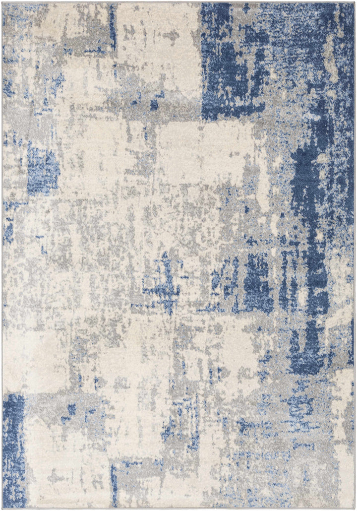 Gerton Ivory And Blue Modern Abstract Design Area Rug