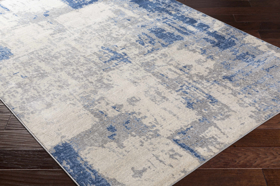 Gerton Ivory And Blue Modern Abstract Design Area Rug