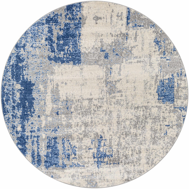 Gerton Ivory And Blue Modern Abstract Design Area Rug