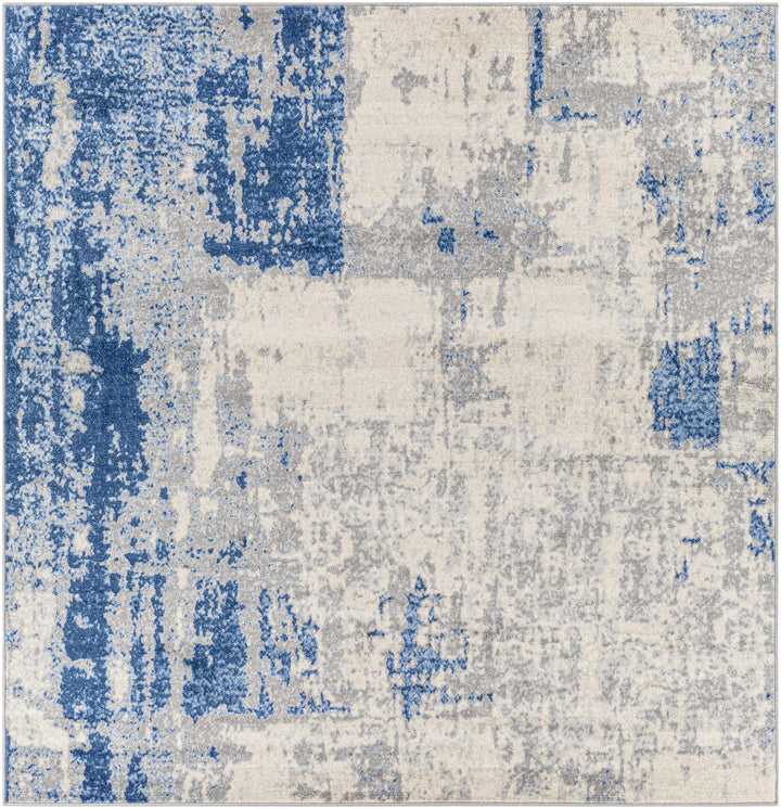 Gerton Ivory And Blue Modern Abstract Design Area Rug