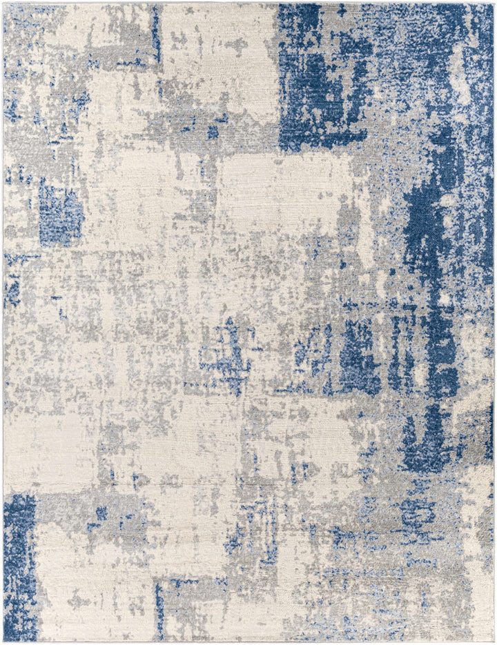 Gerton Ivory And Blue Modern Abstract Design Area Rug