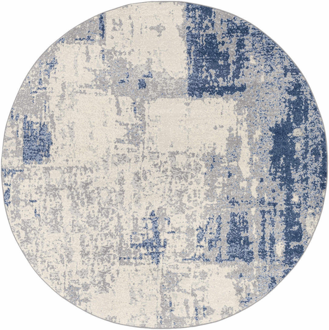 Gerton Ivory And Blue Modern Abstract Design Area Rug