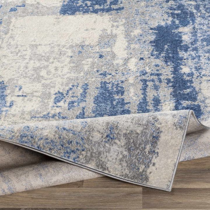 Gerton Ivory And Blue Modern Abstract Design Area Rug