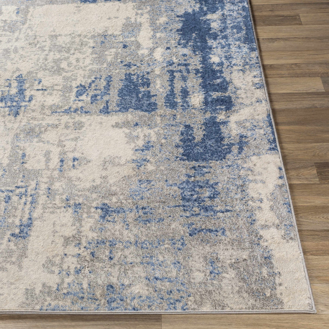 Gerton Ivory And Blue Modern Abstract Design Area Rug