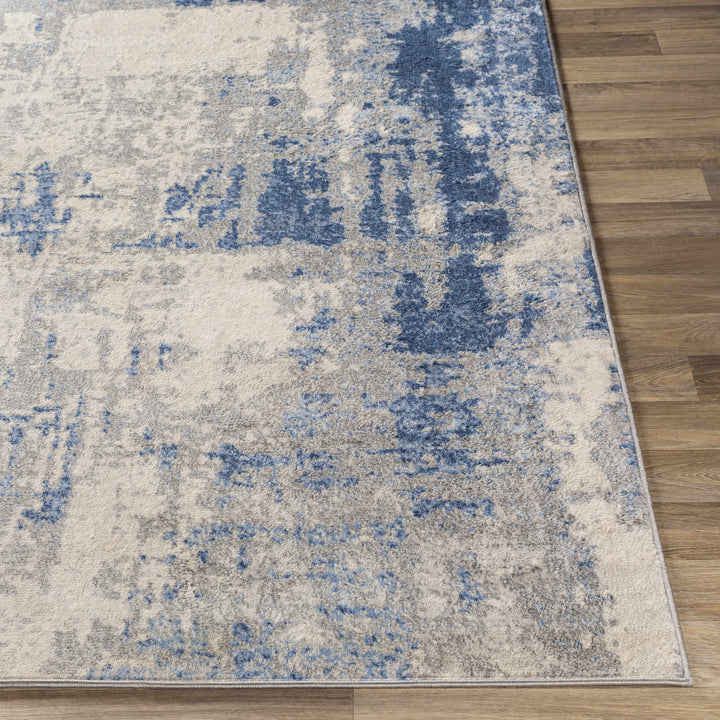 Gerton Ivory And Blue Modern Abstract Design Area Rug