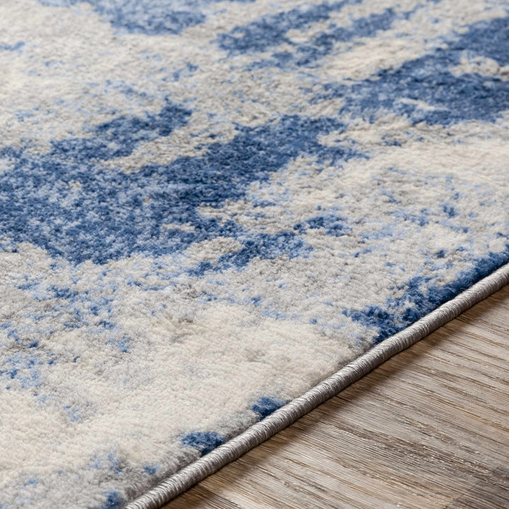 Gerton Ivory And Blue Modern Abstract Design Area Rug