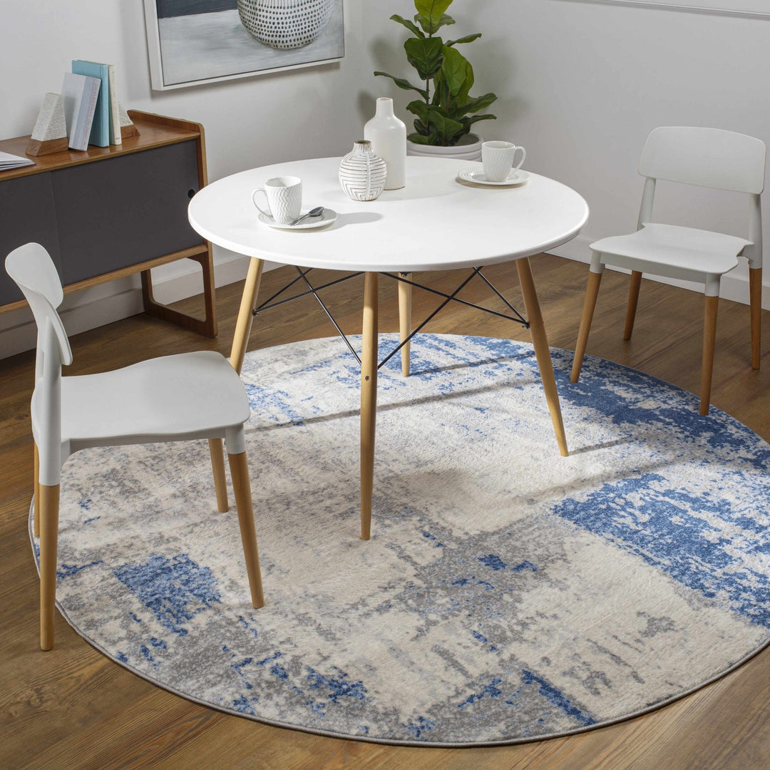 Gerton Ivory And Blue Modern Abstract Design Area Rug - The Rug Decor