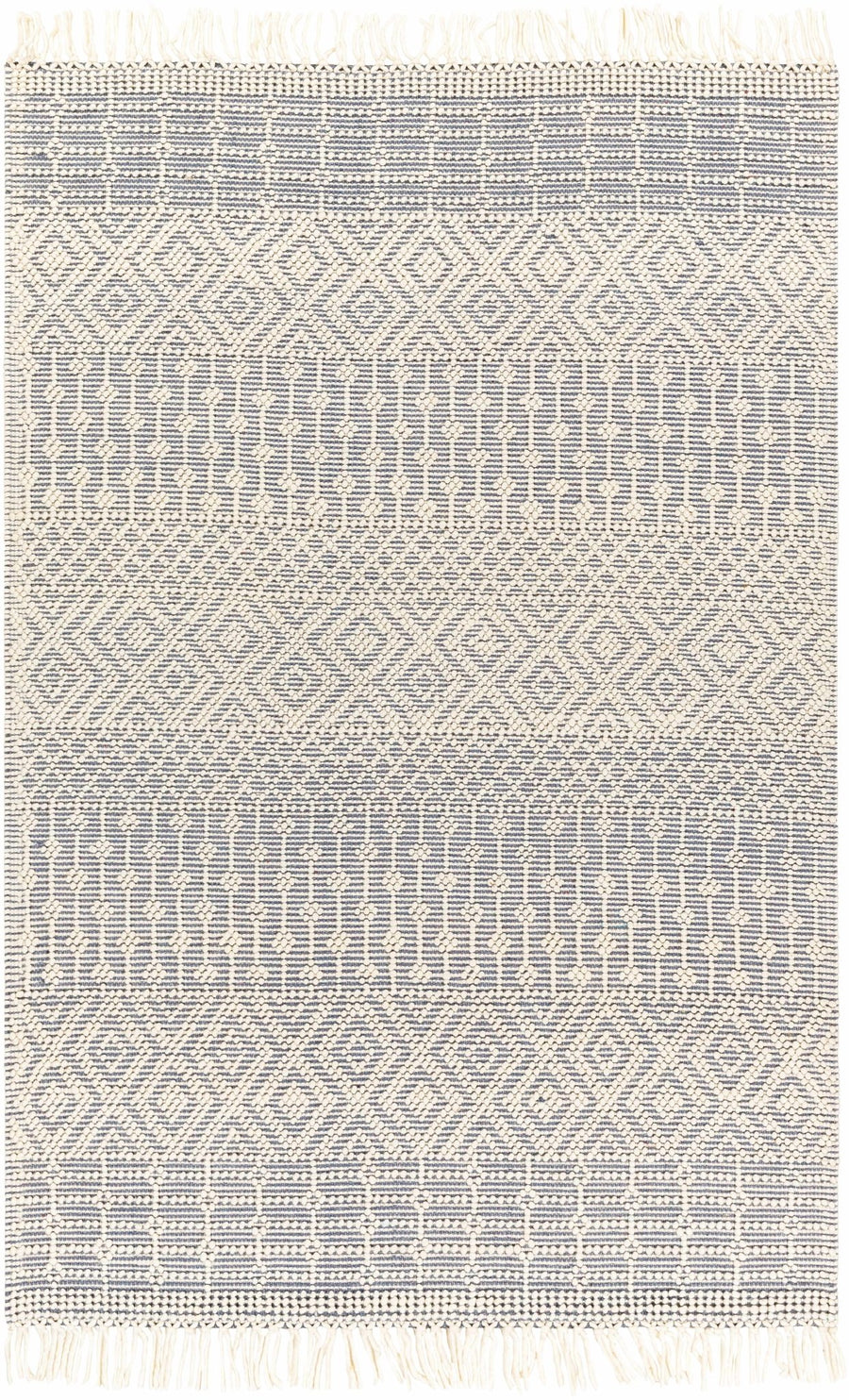 Gina Bohemian Style Ivory & Gray Hand Woven Wool Rug - The Rug Decor