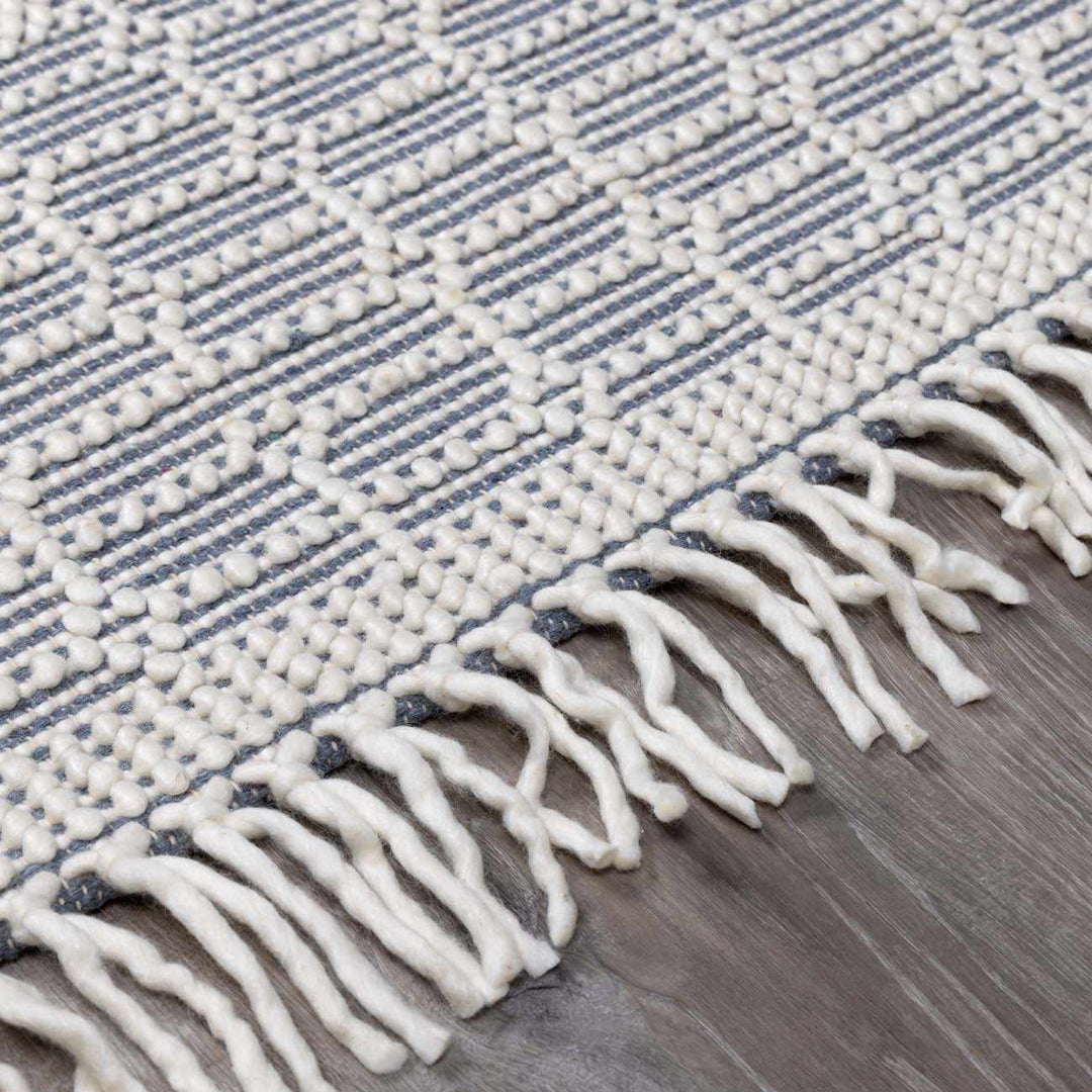 Gina Bohemian Style Ivory & Gray Hand Woven Wool Rug - The Rug Decor