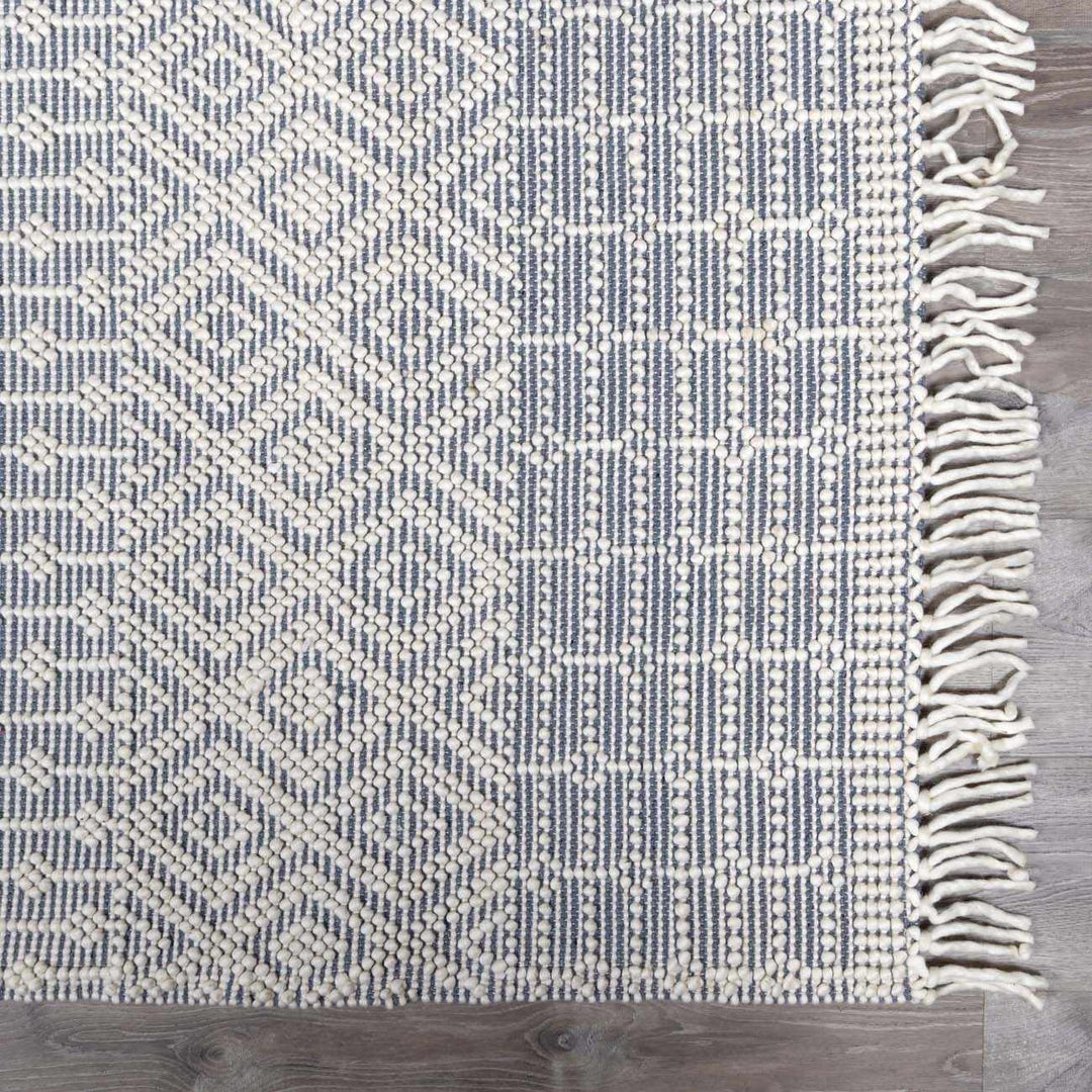 Gina Bohemian Style Ivory & Gray Hand Woven Wool Rug - The Rug Decor