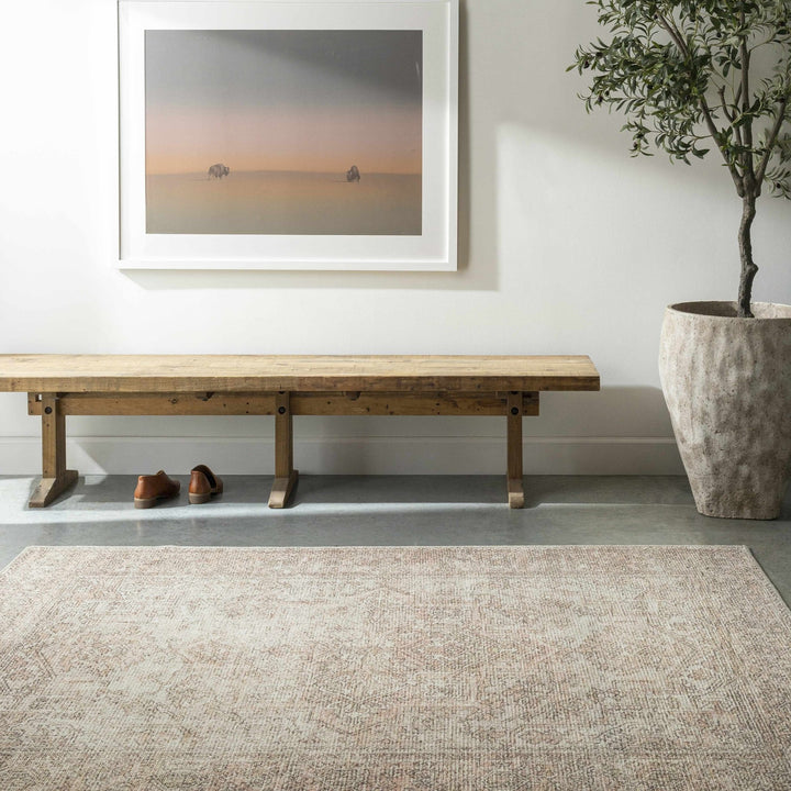Ginny Traditional Beige And Tan Machine Woven Rug - The Rug Decor