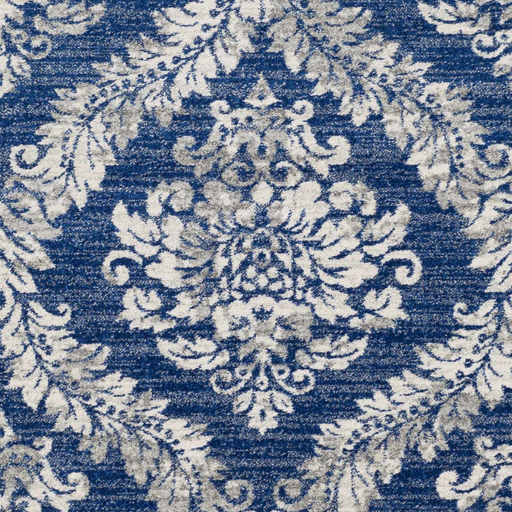 Gleed Traditional Damask Blue And Gray Area Rug - The Rug Decor