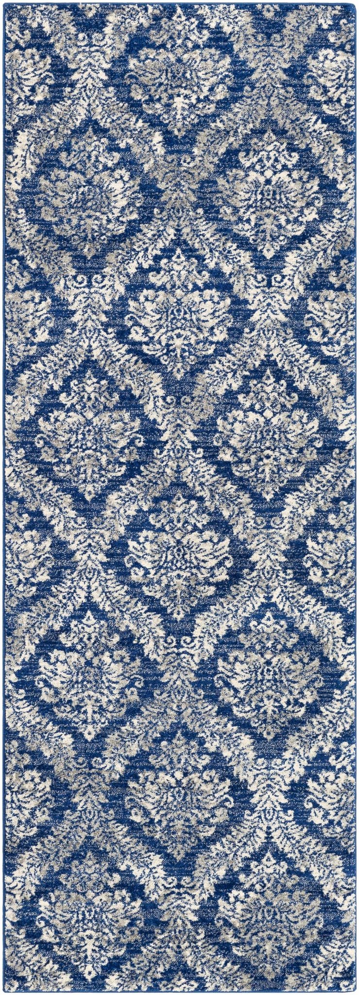 Gleed Traditional Damask Blue And Gray Area Rug - The Rug Decor