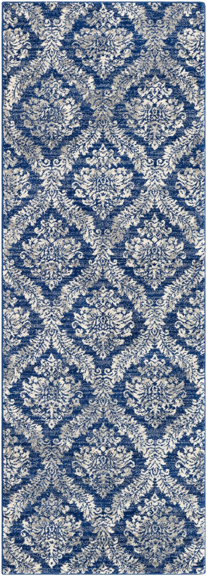 Gleed Traditional Damask Blue And Gray Area Rug - The Rug Decor