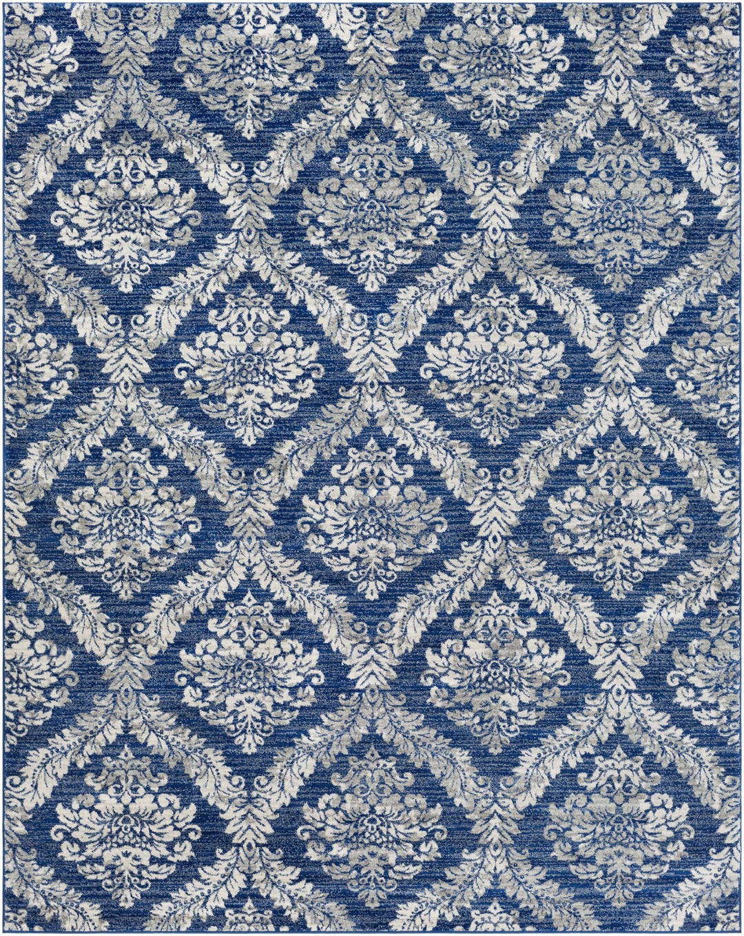 Gleed Traditional Damask Blue And Gray Area Rug - The Rug Decor