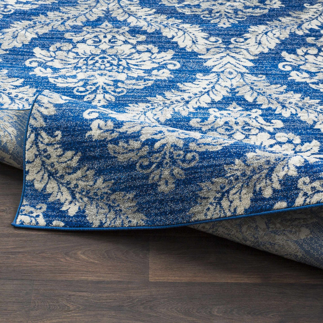 Gleed Traditional Damask Blue And Gray Area Rug - The Rug Decor
