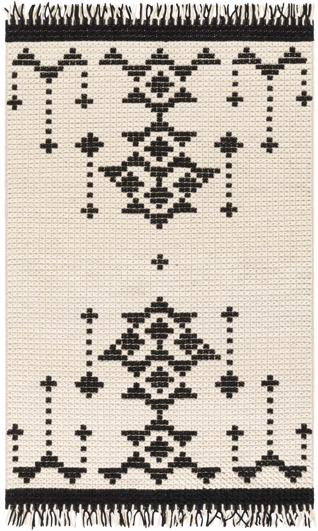 Glenorie Modern Style Ivory And Black Hand Woven Area Rug - The Rug Decor