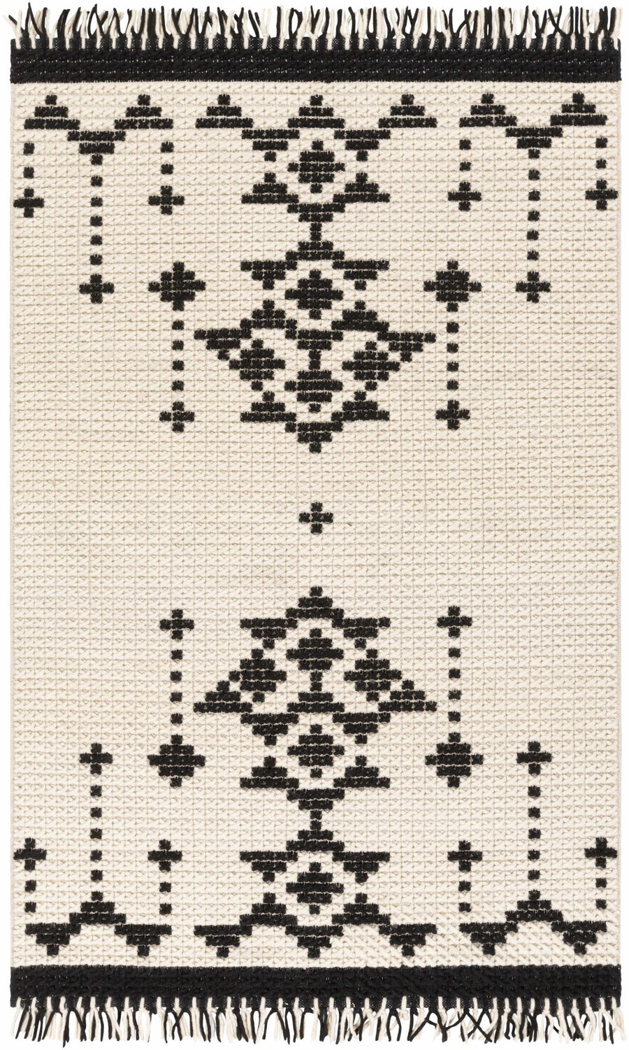 Glenorie Modern Style Ivory And Black Hand Woven Area Rug - The Rug Decor