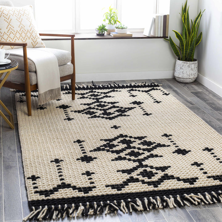 Glenorie Modern Style Ivory And Black Hand Woven Area Rug