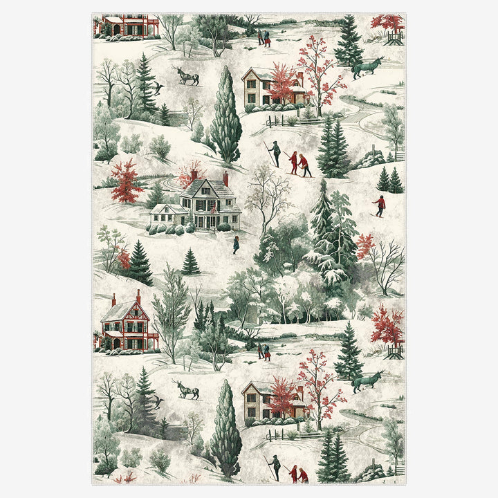 Glowmas Christmas Green Machine Washable Cotton Area Rug - The Rug Decor