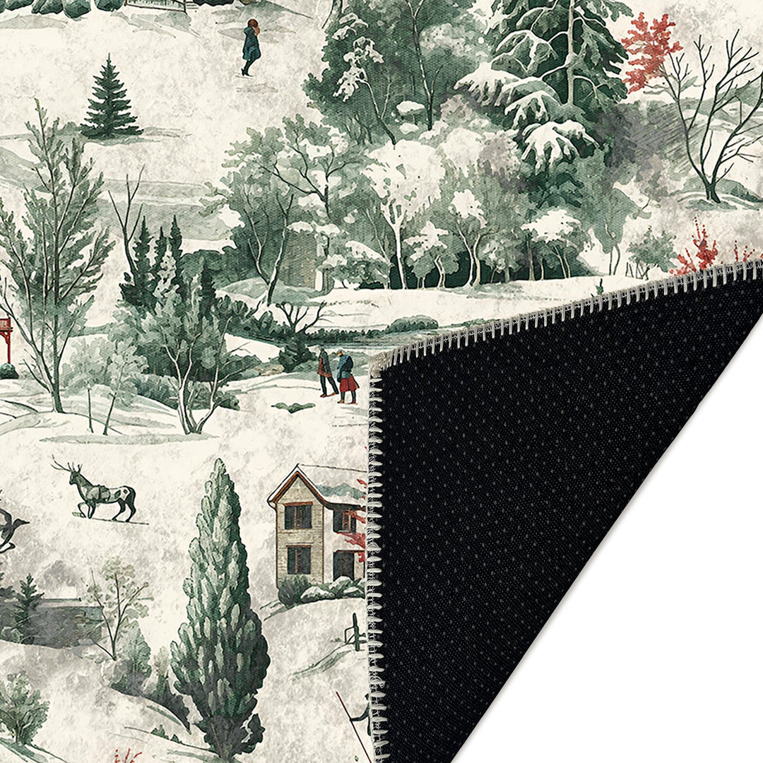 Glowmas Christmas Green Machine Washable Cotton Area Rug - The Rug Decor