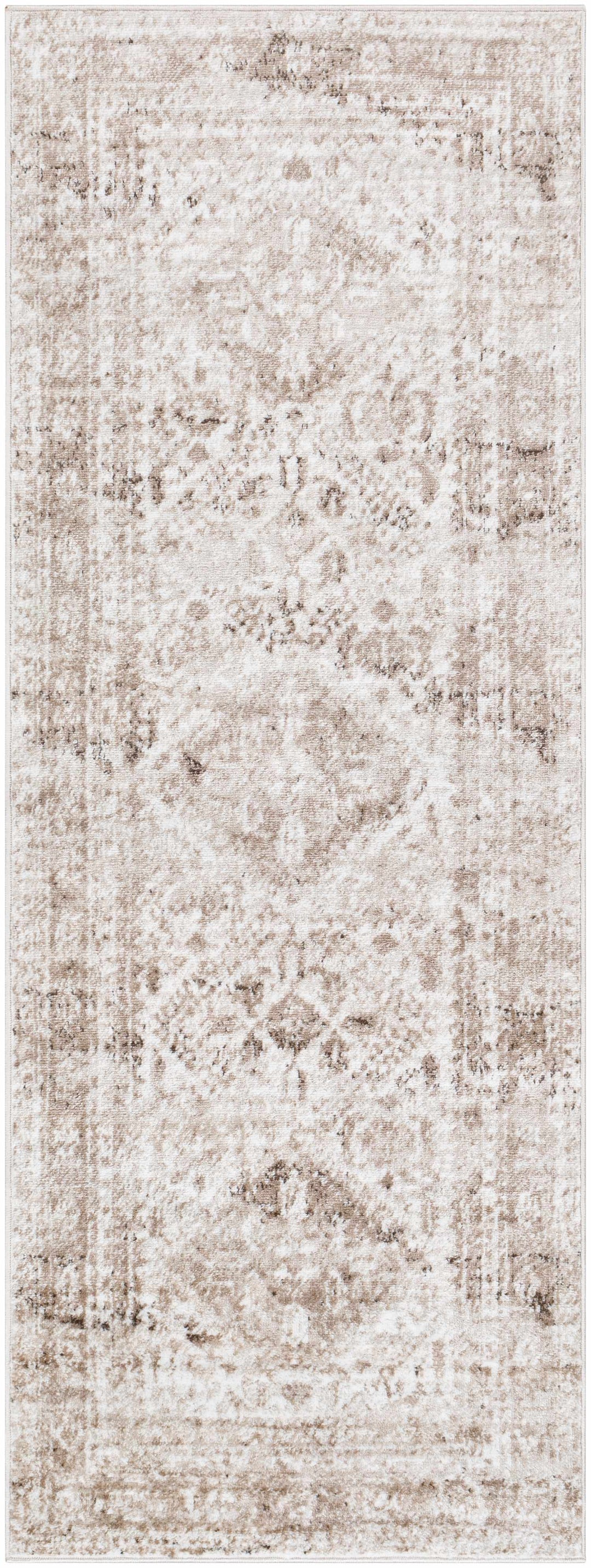 Gali Traditional Distress Brown And Ivory Rug