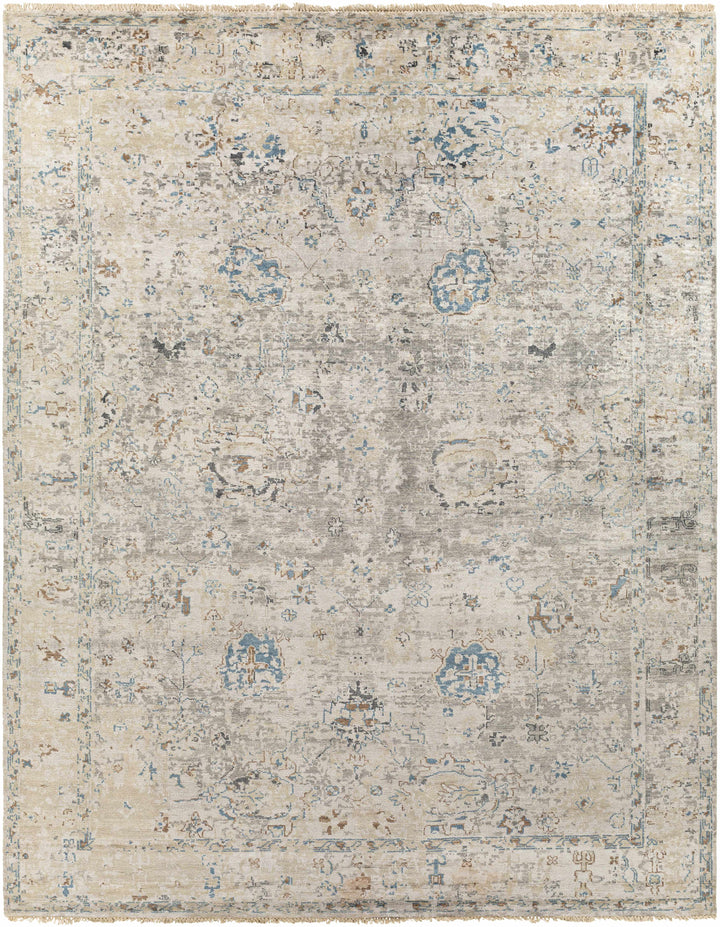 Gonzaga Transitional Design Gray And Beige Hand Knotted Premium Rug