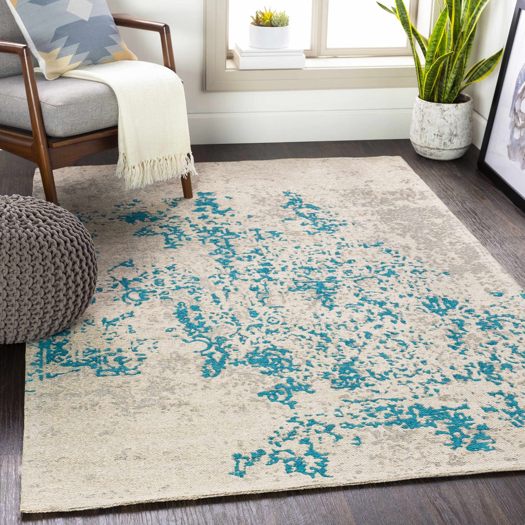Godwin Beige And Blue Modern Abstract Design Area Rug - The Rug Decor