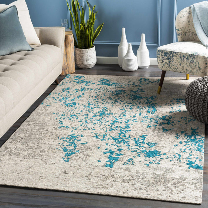 Godwin Beige And Blue Modern Abstract Design Area Rug - The Rug Decor