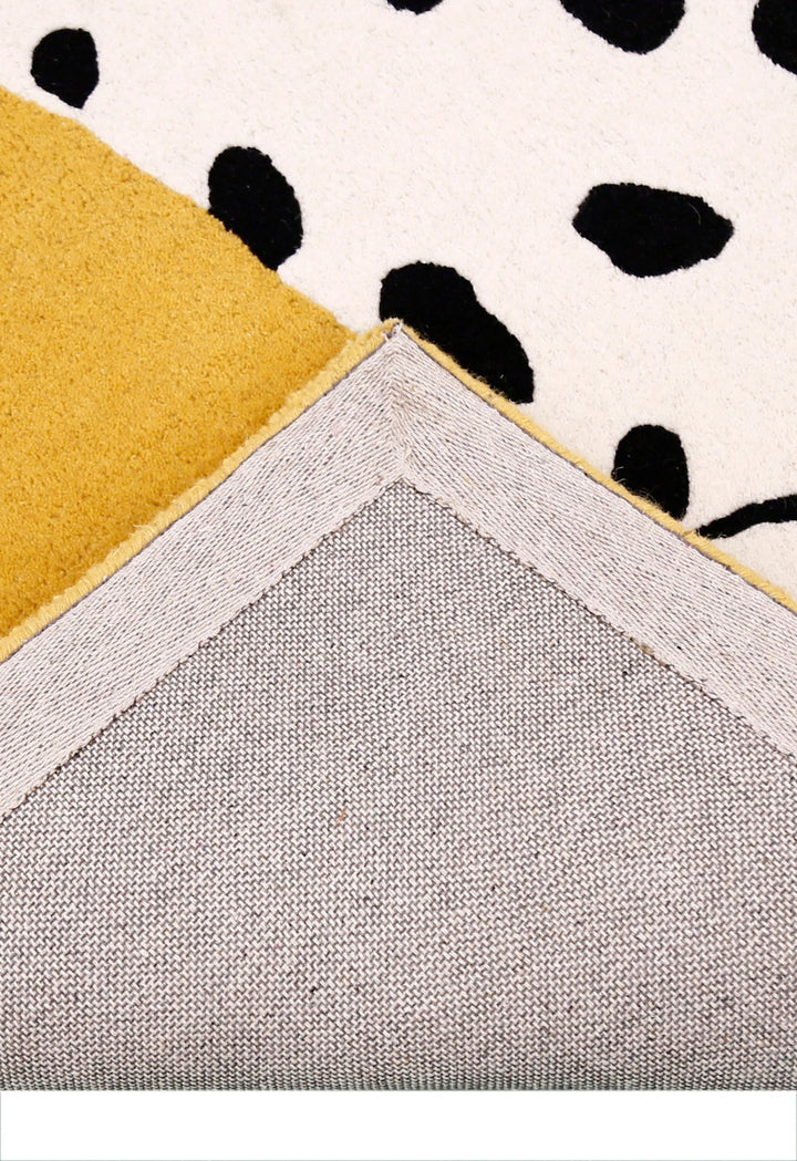 Gold And Black Shady Dalmatian Hand Tufted 4x4 Wool Rug - The Rug Decor