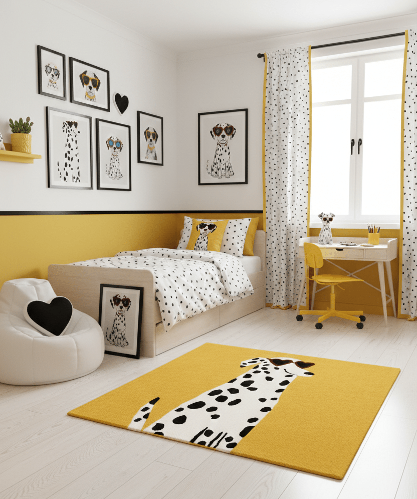 Gold And Black Shady Dalmatian Hand Tufted 4x4 Wool Rug - The Rug Decor