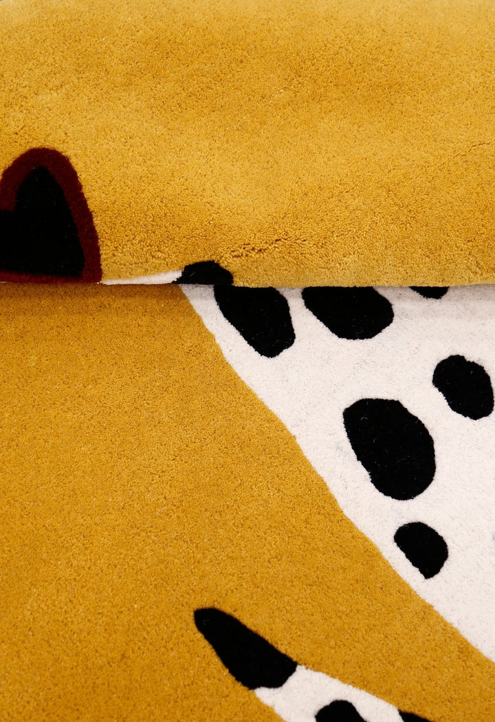 Gold And Black Shady Dalmatian Hand Tufted 4x4 Wool Rug - The Rug Decor